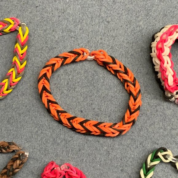 Rubber Friendship Bracelets Lot Of 6 Handmade Multicolor Red Black White Brown - Picture 3 of 8